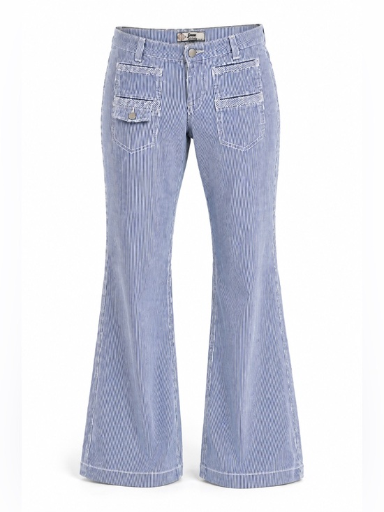 7 For All Mankind Pants - Seven For All Mankind Dojo Flare Jeans 26 Blue White Railroad Stripe